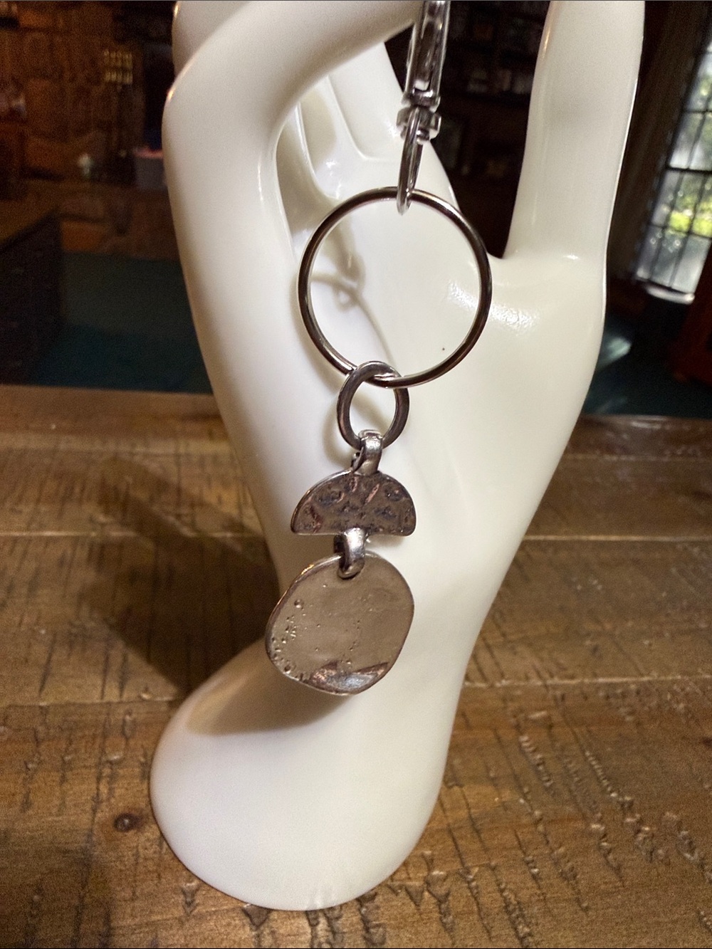 Silver Textured Dangle Keychain